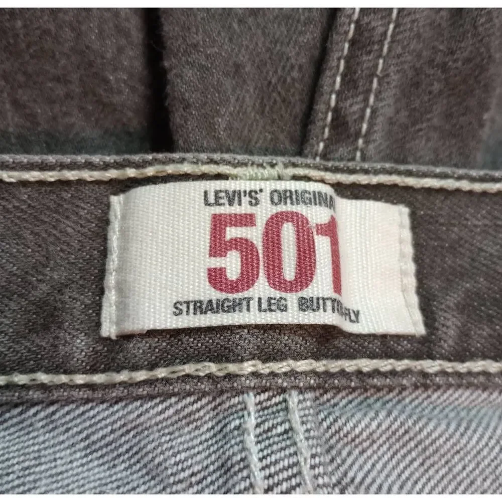 Levi's Jeans Men's 34 34 Charcoal Straight‎ Leg Button Fly